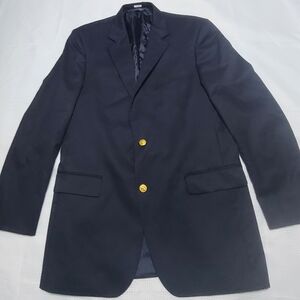 Brooks Brothers Madison Fit Black Wool  Blazer with Gold Buttons Size 40L
